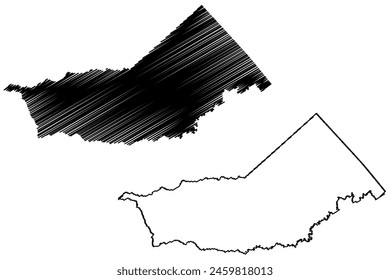 Mirante da Serra municipio (Estado de Rondonia o Rondonia, RO, Municipios de Brasil, República Federativa de Brasil) mapa Ilustración vectorial, mapa de dibujo a mano alzada