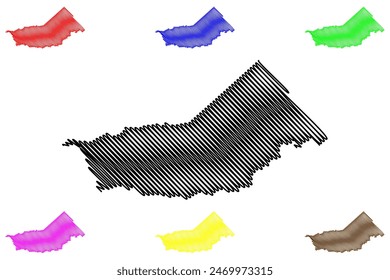 Mirante da Serra municipality (State of Rondônia or Rondonia, RO, Municipalities of Brazil, Federative Republic of Brazil) map vector illustration, scribble sketch map