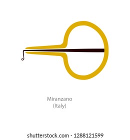 Miranzano. Musical instrument from Italy. Vector flat illustration 