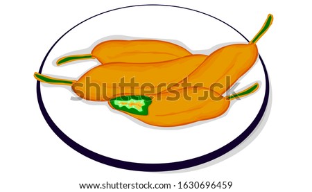 Mirchi bada indian snacks Vector