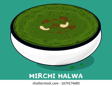 Mirchi ka halwa indian Sweet food Vector