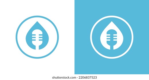 Mircrophone and water drop logo icon design template - Vector