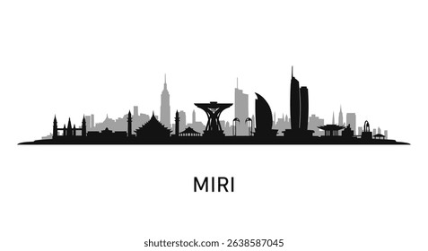 Miri Skyline Sarawak with Malaysia Silhouette.