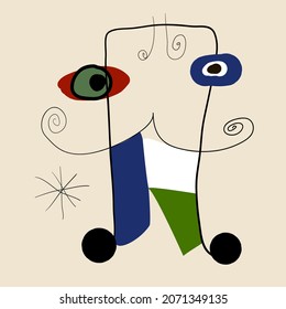 Miro stile. Portrait of a man. Abstract vector illustration