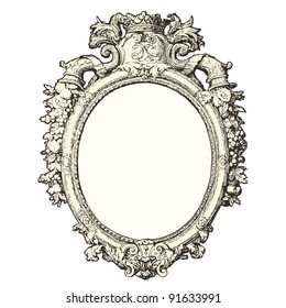Mirror 17th century style - Vintage engraved illustration - 