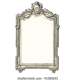 Mirror 18th century style - Vintage engraved illustration - "Le Mobilier" Ed.Edouard Rouveyre  in 1915 France