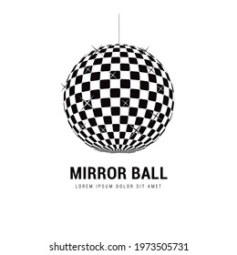 mirror ball, abstract sphere logo design, vector illustration