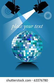 mirror ball disco in the spotlight (vector);