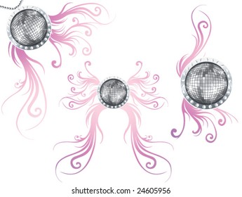 mirror ball with floral decor