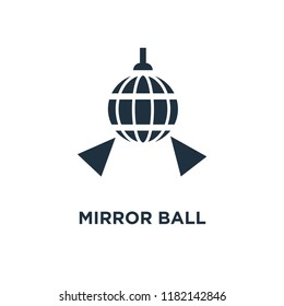 Mirror ball icon. Black filled vector illustration. Mirror ball symbol on white background. Can be used in web and mobile.