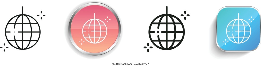 mirror ball icon. Thin Linear, Regular and Button Style Design Isolated On White Background