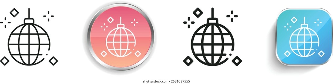 mirror ball icon. Thin Linear, Regular and Button Style Design Isolated On White Background
