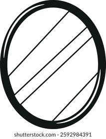 Mirror bathroom item black-and-white vector illustration