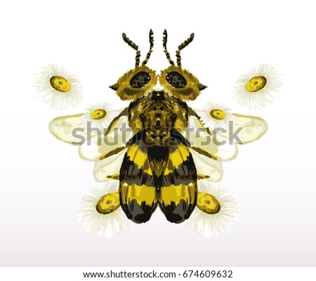 mirror bee and chamomile Illustration with water color
the art for printed on the product.
graphic for t-shirt
T-shirt screen design