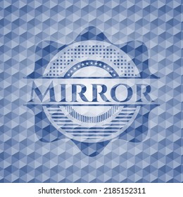 Mirror blue badge with geometric pattern. Vector Illustration. Detailed. 