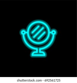 Mirror blue glowing neon ui ux icon. Glowing sign logo vector