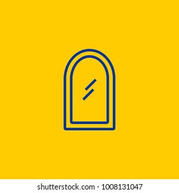 Mirror blue line icon on yellow background