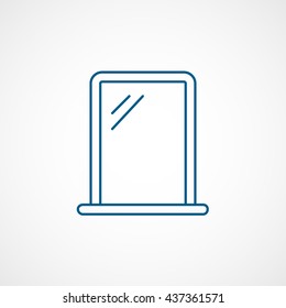 Mirror Blue Line Icon On White Background