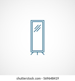 Mirror Blue Line Icon On White Background