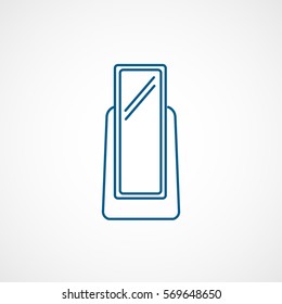 Mirror Blue Line Icon On White Background