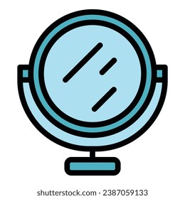 Mirror body icon outline vector. Surgery liposuction. Plastic skin color flat