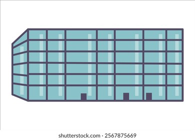 Mirror building, business center. Vector simple color flat illustration.