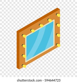Mirror with bulbs for makeup isometric icon 3d on a transparent background vector illustration