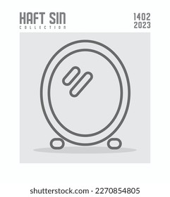 mirror and candle on the Haft Sin table means that the year ahead should be completed without lies. A candle is a symbol of light. happy nowruz. Candle Icon of haft sin. Iranian new year