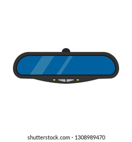 Mirror car automobile drive vector illustration. Rear view auto transport isolated behind glass road. Inside frame icon