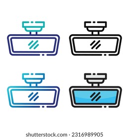 Mirror car icon design in four variation color