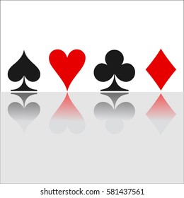 Mirror card suit icon vector, playing cards symbols vector, set icon symbol suit, card suit icon sign, icon - stock vector