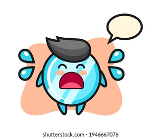 Mirror cartoon illustration with crying gesture, cute style design for t shirt, sticker, logo element