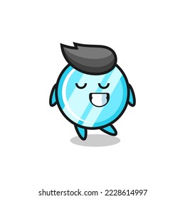 mirror cartoon illustration with a shy expression , cute style design for t shirt, sticker, logo element
