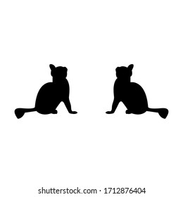 Espejo Gato frente a frente con diseño de logotipo en color negro ilustración vectorial