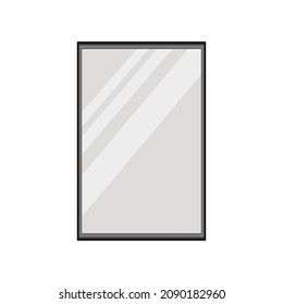 Mirror with chrome frame on the wall vector template