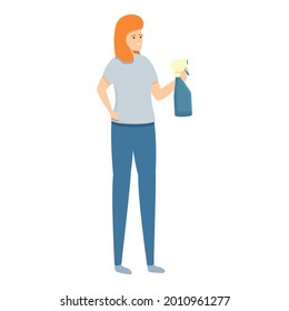 Mirror cleaning icon cartoon vector. Home housewife. Woman housework