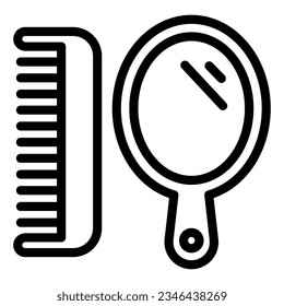 Mirror und Comb Line Symbol, Friseur Salon Konzept, Mirror und Comb Vektorzeichen auf weißem Hintergrund, Mirror und Comb Umriss Stil Mobile Concept Web Design. Vektorgrafiken.