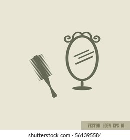 Mirror and comb vector icon