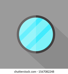 Mirror Cosmetic Design Element Flat Linear Colored on Grey Background with Long Shadow Vector Illustration