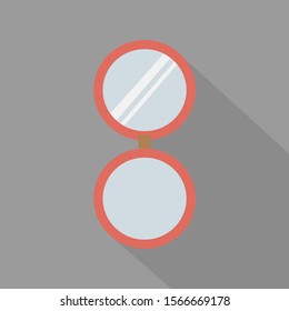 Mirror Cosmetic Design Elements Flat Linear Colored on Grey Background with Long Shadow Vector Illustration