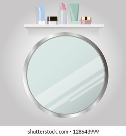 Mirror and cosmetics. Vector illustrations
