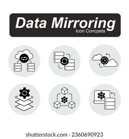 Icono de reflejo de datos. Símbolo de duplicación de datos. Ilustración de datos redundante. Icono de copia de seguridad de datos.Icono modificable del vector.