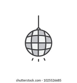 Mirror disco ball flat line colored icon.