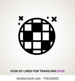 mirror disco ball icon of lines for travelers. eps8