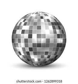 Mirror disco ball isolated. Night Club party design element.
