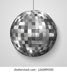 Mirror disco ball isolated. Night Club party design element.
