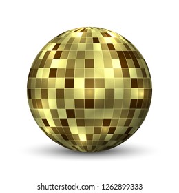 Mirror disco ball isolated. Night Club party design element.
