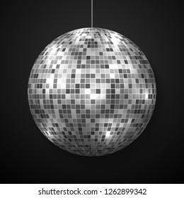 Mirror disco ball isolated. Night Club party design element.