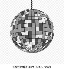 Mirror disco ball isolated. Night Club party design element.