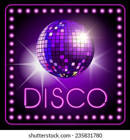 Mirror disco ball isolated on background. Vector illustration